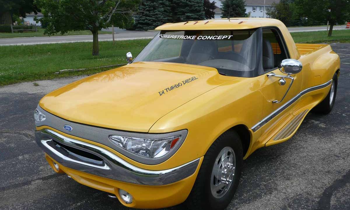 1994 Ford Power Stroke Concept Truck in yellow front three-quarter view