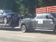 Ram 3500 Cummins diesel towing a trailer on the highway