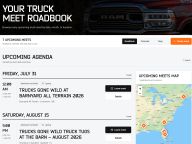 Badass Diesels Club Truck Meets Roadbook with a red Ram truck and event navigation