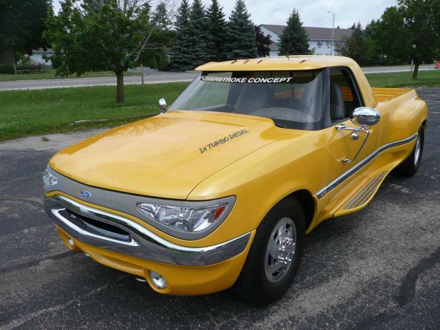 1994 Ford Power Stroke Concept Truck in yellow front three-quarter view