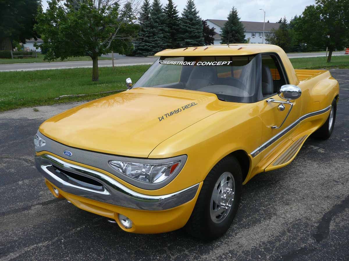 1994 Ford Power Stroke Concept Truck in yellow front three-quarter view